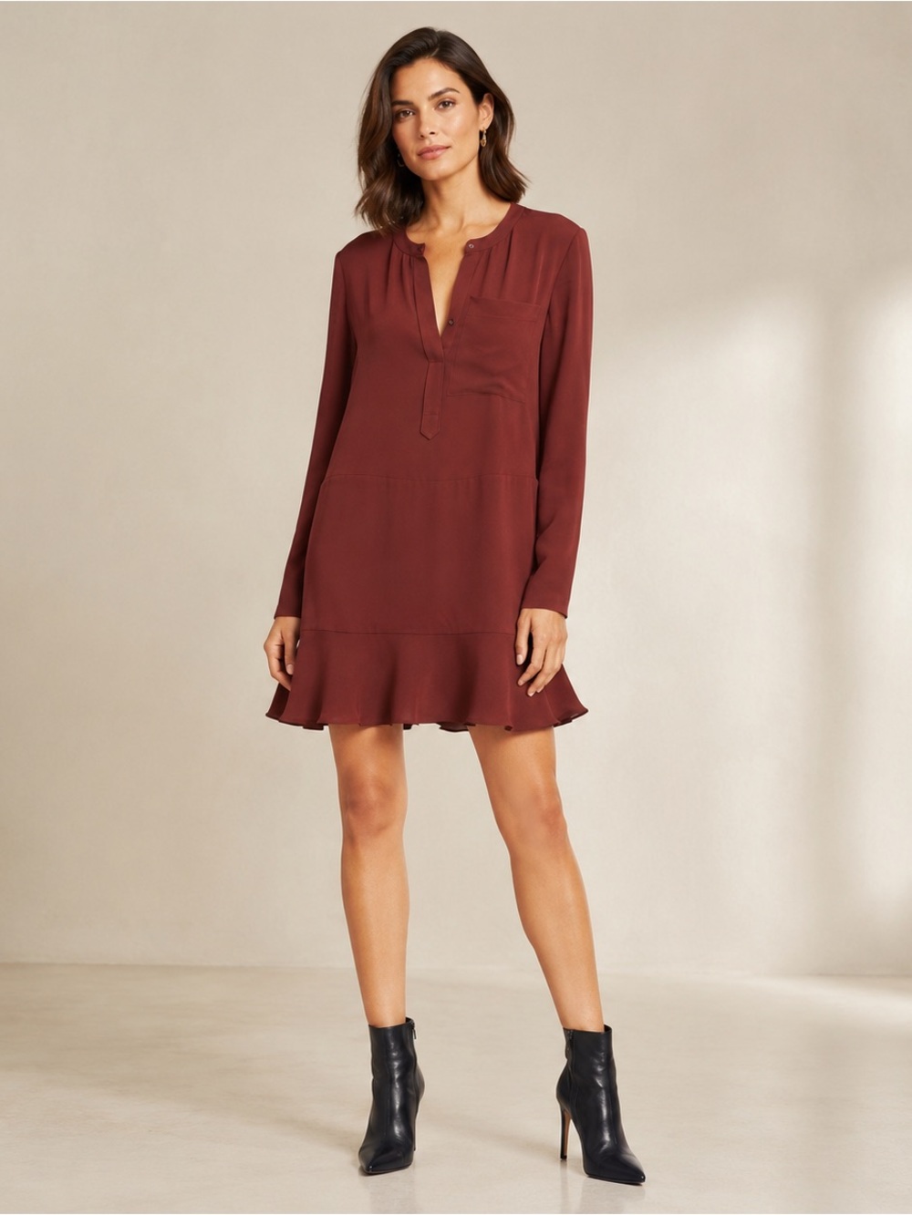 A.L.C MONTANA RED SILK MINI FLIRTY DRESS SZ 6